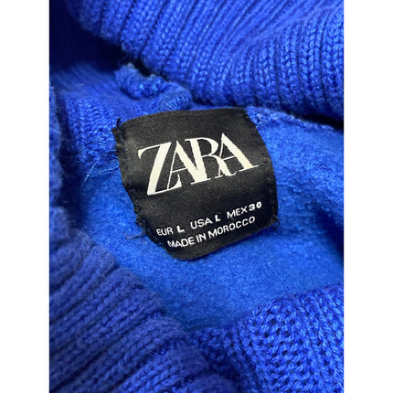Zara Women's Blue Long Sleeve Turtleneck Cable Knit Chunky Sweater Top Size L