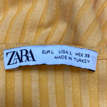 Zara Yellow Ribbed Sleeveless Cami Camisole Button Down Midi Tank Dress Size L