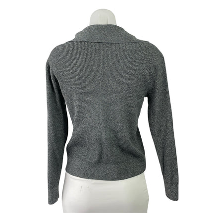 Uniqlo Womens Gray Collared V-neck Long Sleeve Knit Pullover Polo Sweater Top S