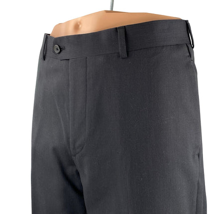 Egara Mens Black Striped Slim Fit Straight Mid Rise Trousers Dress Pants Size 32