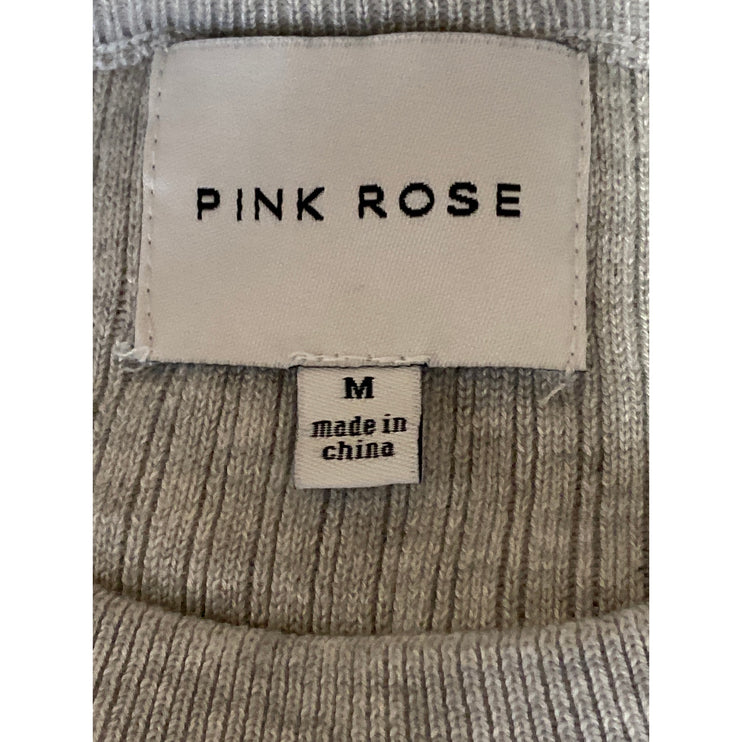 Pink Rose Women's Gray Knit Long Sleeve Crew Neck Sweater Sweatshirt Top Size M