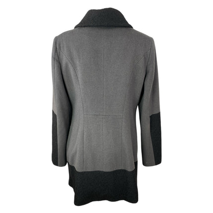 Shelli Segal Laundry Gray Wool Colorblock Long Sleeve Full Zip Pea Coat Jacket L