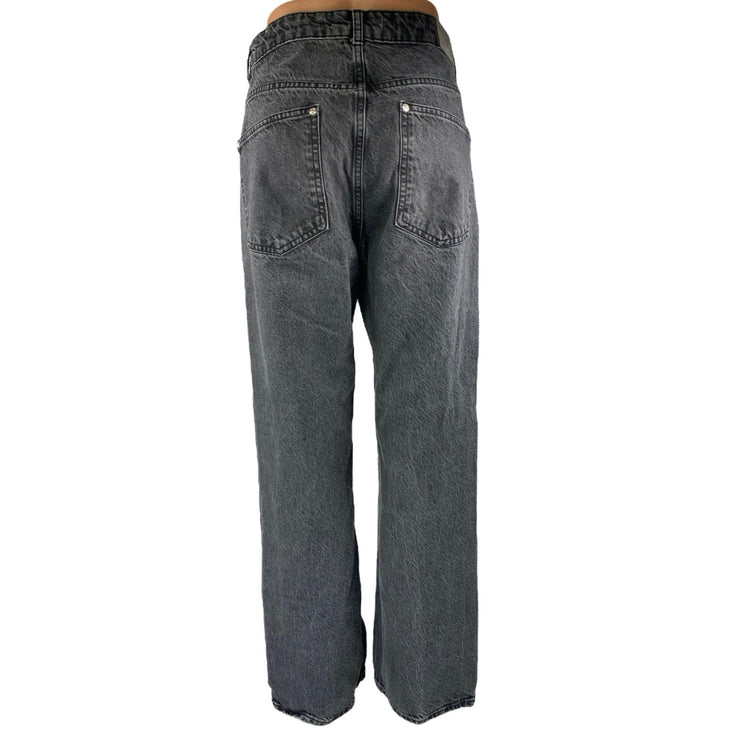 Zara Women's Black High Waisted Straight Wide Leg Denim Jeans Pants Size 10