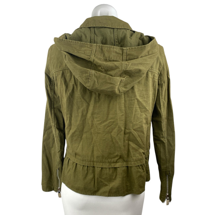 Zara Trafaluc Green Long Sleeve Hoodie Hooded Full ZIp Utility Coat Jacket Sz S