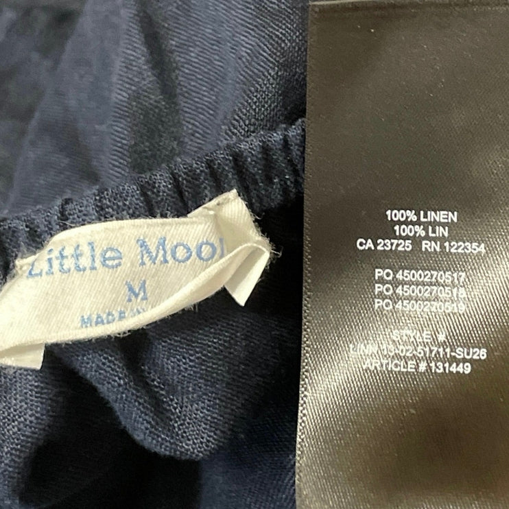 Aritzia Little Moon 100% Linen Navy Blue Sleeveless Denim Tie Halter Top Size M