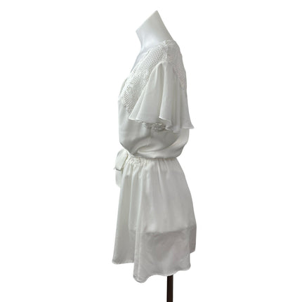 BB Dakota First Impressions White Floral Lace Flutter Sleeve A Line Mini Dress S