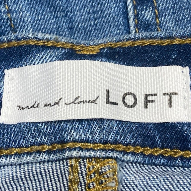 Ann Taylor LOFT Blue High Waist Raw Cut Herm Slim Flared Bootcut Denim Jeans 6