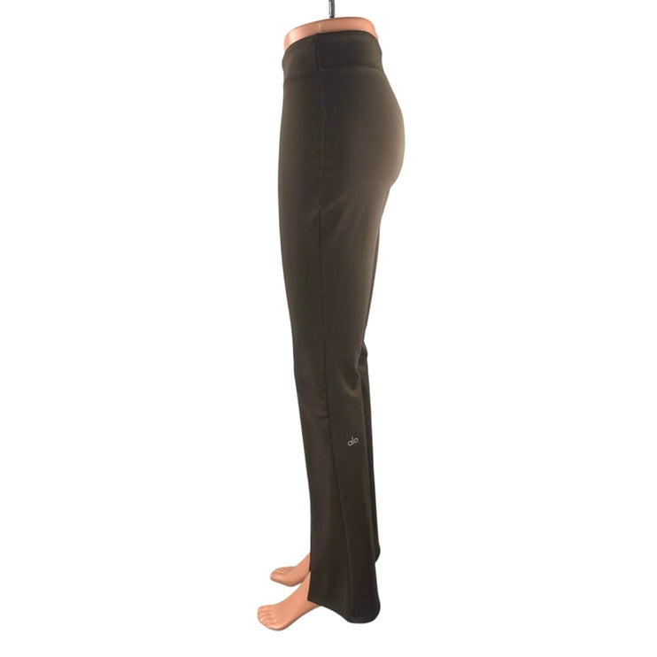 Alo Yoga Airbrush Women's Brown Front Slit Flare Athletic Leggings Pants Size XS