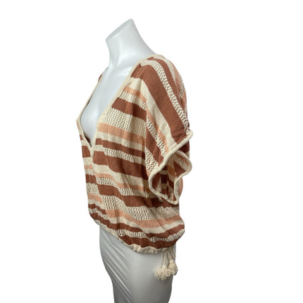 Anthropologie Womens Multicolor Striped Knit Side Tie Boho Poncho Sweater Top OS