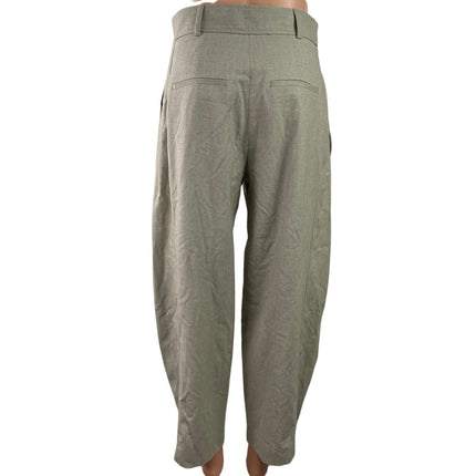 Zara Women's Gray Pleated High Rise Button Cuffed Hem Tapered Trousers Pants S