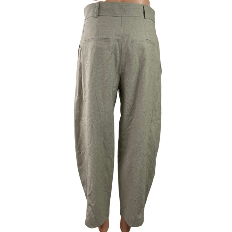 Zara Women's Gray Pleated High Rise Button Cuffed Hem Tapered Trousers Pants S