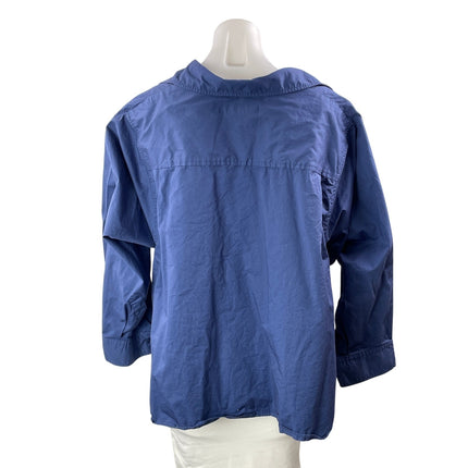 Zara Women's Blue Long Sleeve Chest Pocket Career Button Down Shirt Top Size S