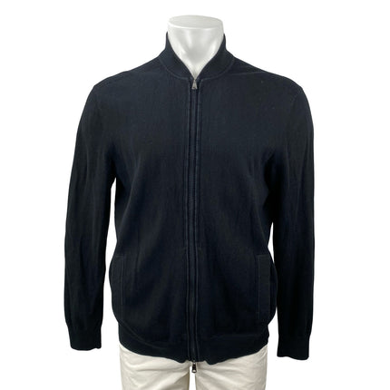 Banana Republic Men's Black Cashmere Long Sleeve Sweatshirt Bomber Coat Jacket L