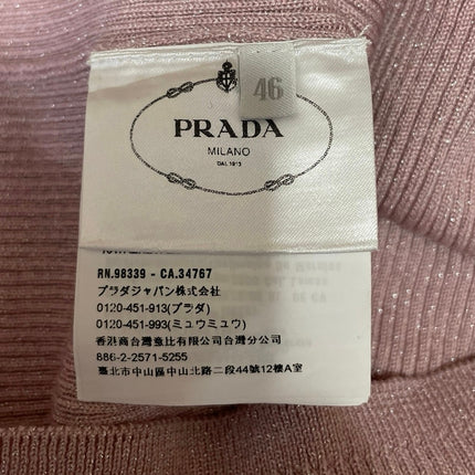 Prada Womens Pink Wool Silk Blend Metallic Rib Knit Long Sleeve Sweater Top 46