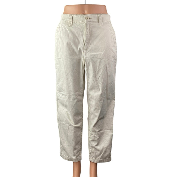 NEW Old Navy Women's Cream White High Waist Straight Tapered Chino Khaki Pants S