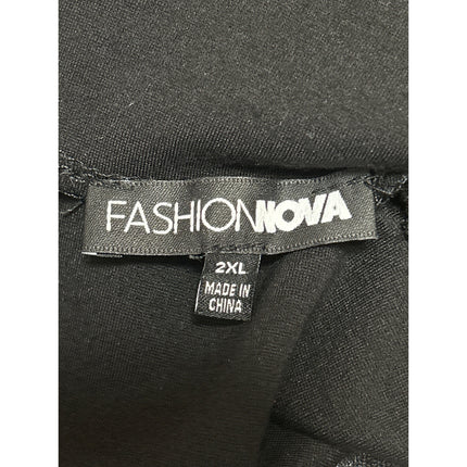 Fashion Nova Women's Black Bow Knot Long Sleeve Mock Neck Mini Shift Dress 2XL
