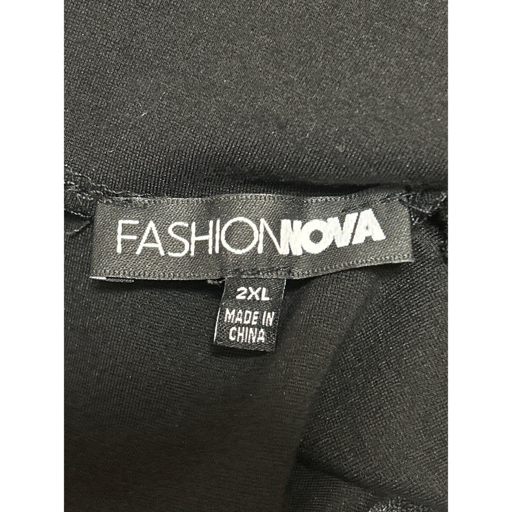 Fashion Nova Women's Black Bow Knot Long Sleeve Mock Neck Mini Shift Dress 2XL