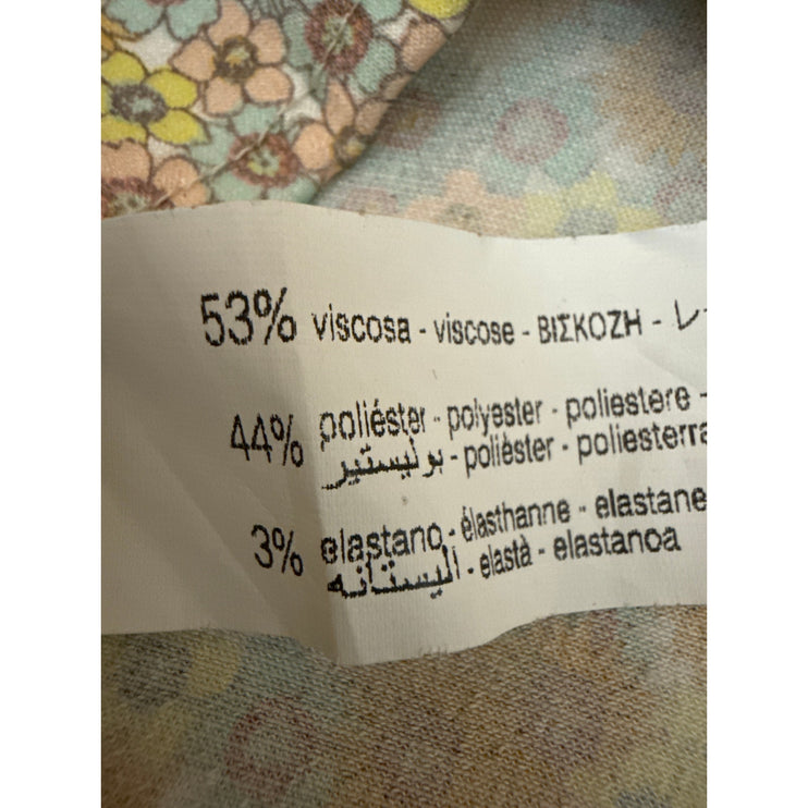 Zara Yellow Floral Silk Satin Short Puff Sleeve Bustier Mini Bodycon Dress Sz M