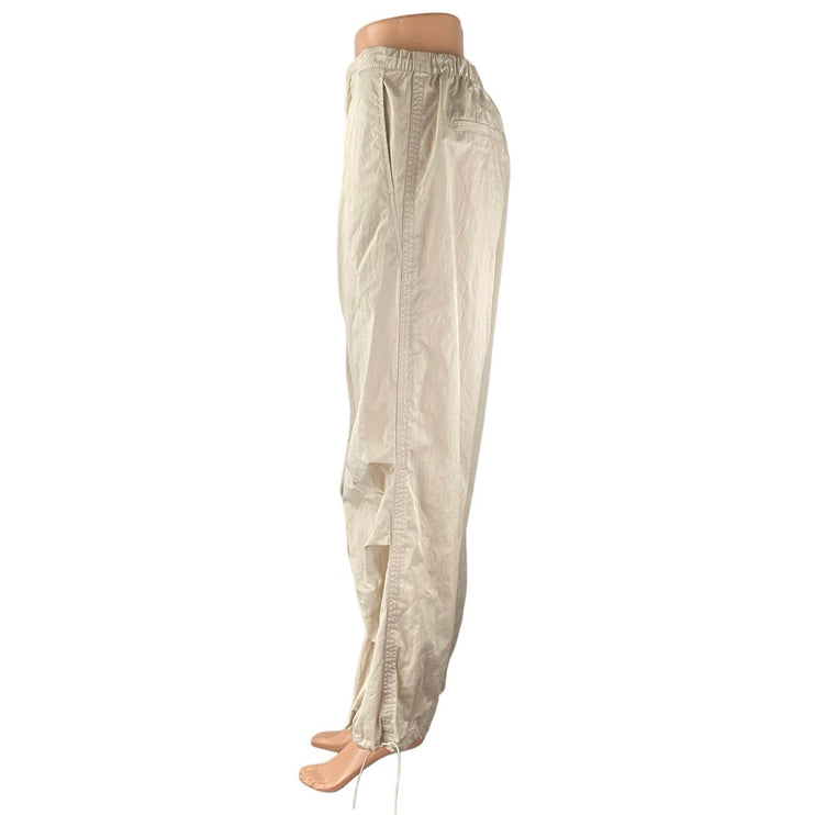 Zara Cream Cinched Tie High Waisted Wide Leg Trousers Windbreaker Baggy Pants S