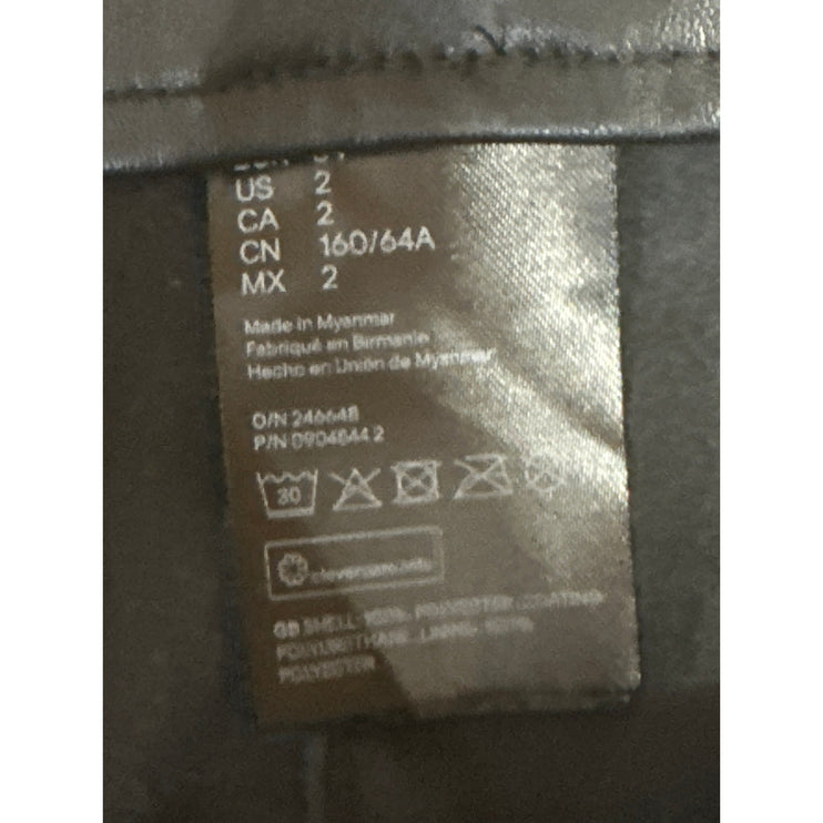 H&M Divided Black Faux Vegan Leather Pleated High Waisted Straight Leg Shorts 2