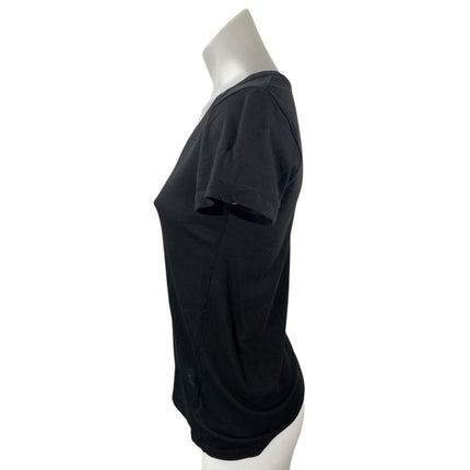 Club Monaco Women's Black Short Sleeve V Neck Basic T Shirt Tee Top Size XS