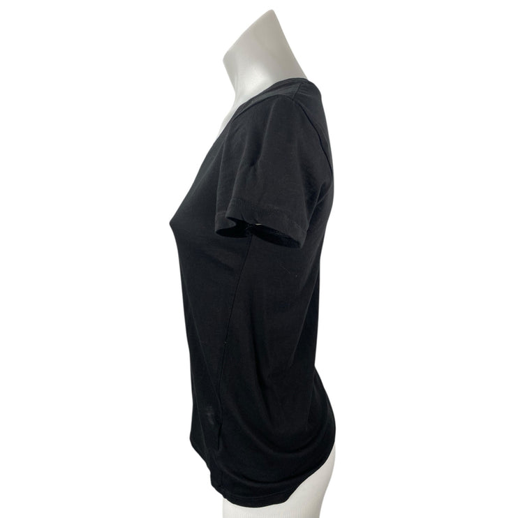 Club Monaco Women's Black Short Sleeve V Neck Basic T Shirt Tee Top Size XS