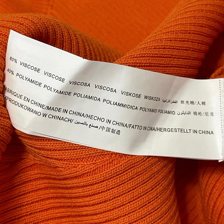 NEW Sweewe Women's Orange Sleeveless Ribbed Knit Crew Neck Cropped Tank Top Sz L