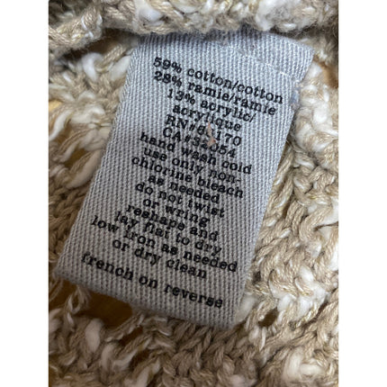 Ecote Women's Beige Crochet Open Knit Long Sleeve Cropped Sweater Top Size XS