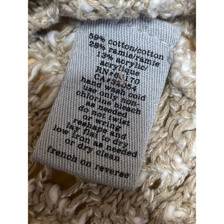 Ecote Women's Beige Crochet Open Knit Long Sleeve Cropped Sweater Top Size XS