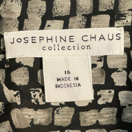 Josephine Chaus Black Gray Stone Brick Long Sleeve Button Down Shirt Top Size 16