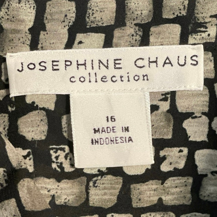 Josephine Chaus Black Gray Stone Brick Long Sleeve Button Down Shirt Top Size 16