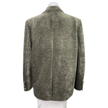 Commense Green Velvet Velour Double Breasted Peak Lapel Blazer Coat Jacket Sz M