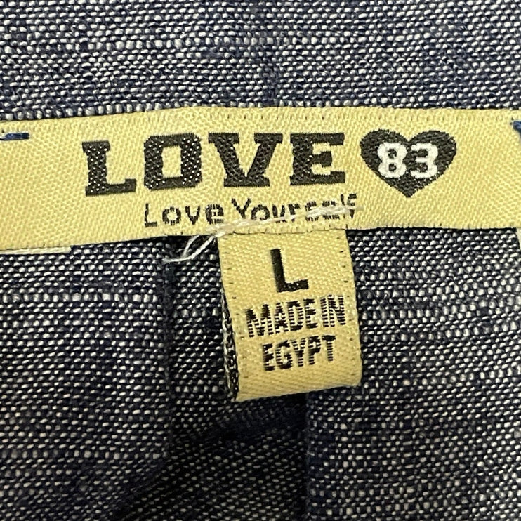 Love 83 Love Yourself Women's Blue Chambray Pleated Flared Mini A-line Skirt L