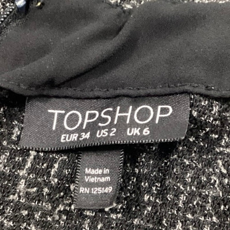 Topshop Boucle Pinafore Gray Tweed Sleeveless Square Neck Midi Pencil Dress 2