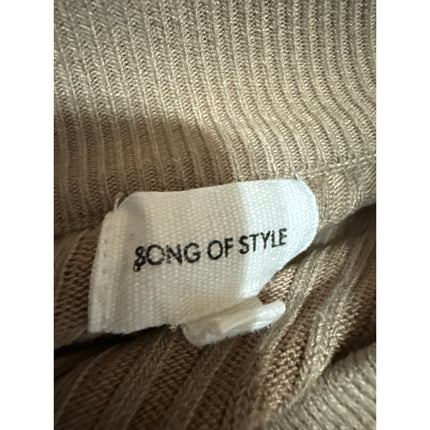 Song Of Style Tan Rib Knit High Waist Flared Bootcut Trousers Leggings Pants XL