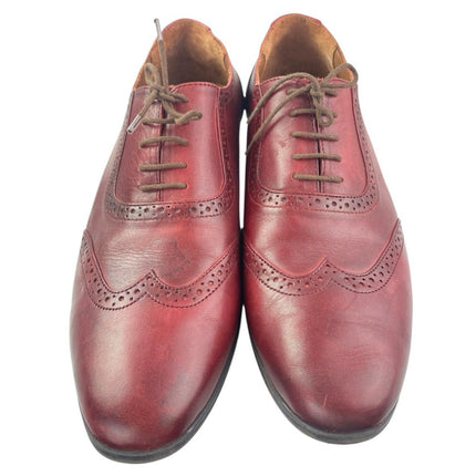 FHS Men's Maroon Red Leather Lace Up Wingtip Oxford Dress Shoes Size 44 US 11