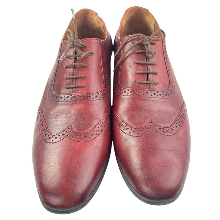 FHS Men's Maroon Red Leather Lace Up Wingtip Oxford Dress Shoes Size 44 US 11
