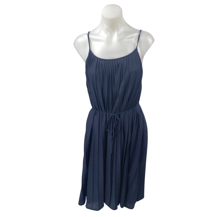 Ann Taylor LOFT Navy Pleated Sleeveless Cami Camisole Midi A-Line Dress Size M
