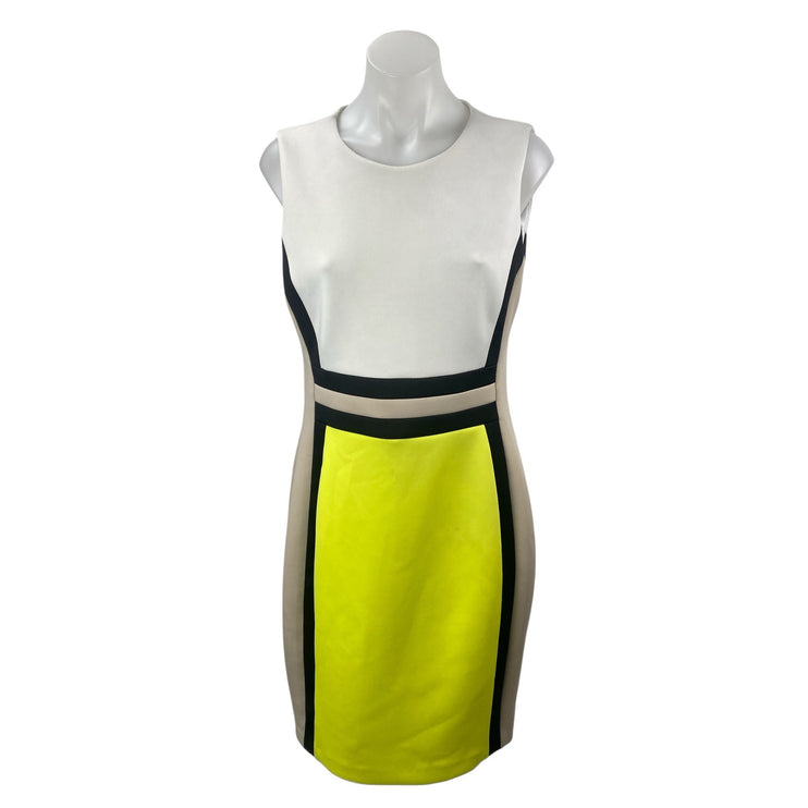 Calvin Klein Multicolor Sleeveless Colorblock Scuba Tank Mini Sheath Dress Sz 10