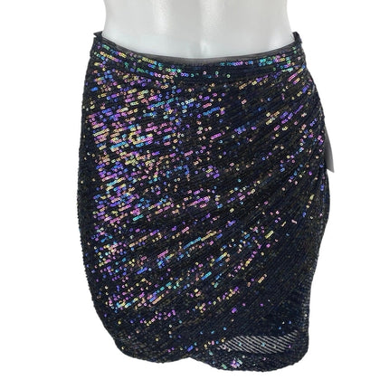 NEW Morgan & Co. Black Sequin Long Sleeve Crop Top Pencil Mini Skirt 2 Pc Set 1