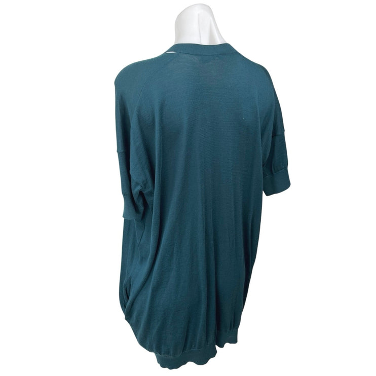 Stella McCartney Green Silk Short Sleeve V-Neck Knit Mini Tunic Shirt Dress 4
