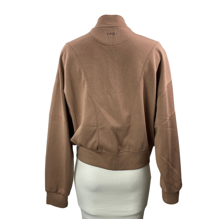YPB Your Personal Best Women's Brown Long Sleeves Full Zip Bomber Coat Jacket L