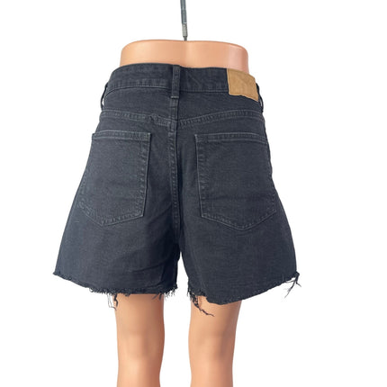H&M Women's Black High Waisted Bermuda Boyfriend Cut Off Denim Jean Shorts 12