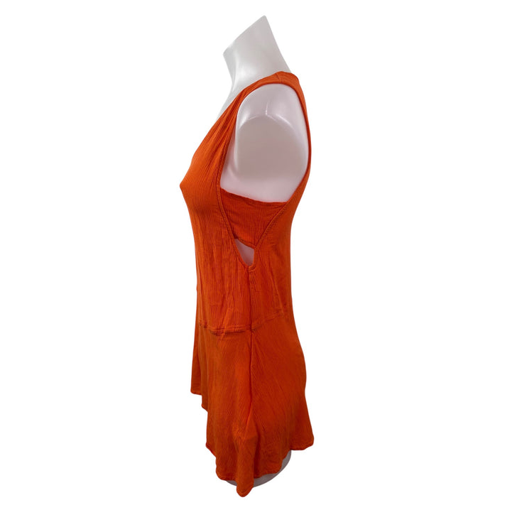 Topshop Women Coral Sleeveless V Neck Tank Cami Casual Cutout Mini Dress Size 4