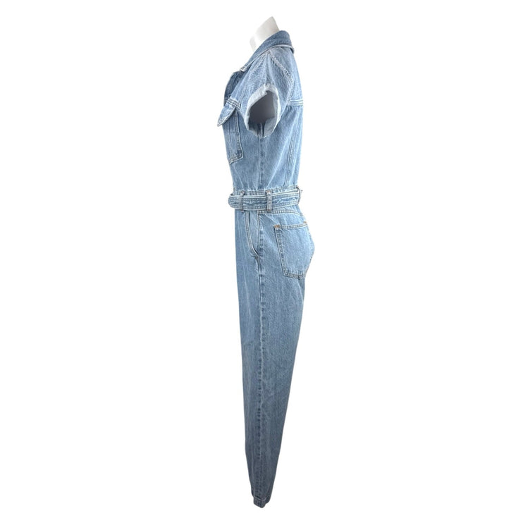 Abercrombie & Fitch Blue Collared Short Sleeve Denim Coverall Romper Jumpsuit XS