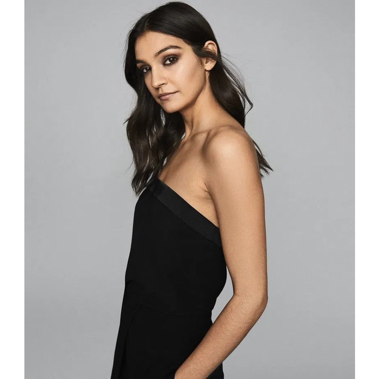 Reiss Toni Silk Satin Trimmed Strapless Tube Sleeveless Bandeau Jumpsuit Size 2