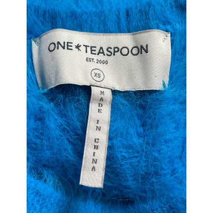 One Teaspoon Fluffy Women's Blue Colorblock Crew Neck Long Sleeve Sweater Top XS