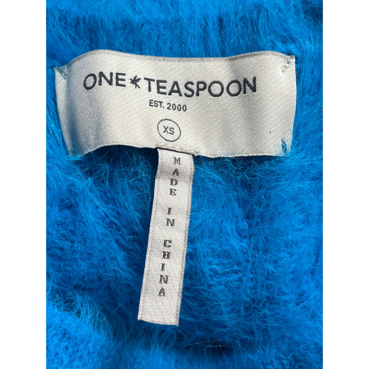 One Teaspoon Fluffy Women's Blue Colorblock Crew Neck Long Sleeve Sweater Top XS