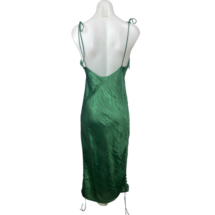 Lioness Green Silky Satin Sleeveless Cami Camisole Cowl Neck Midi Slip Dress S