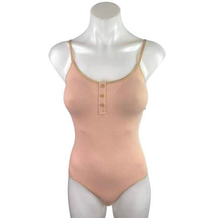 NEW YSE Pink Rib Knit Sleeveless Henley Button Cami Camisole Bodysuit Tank Top 6